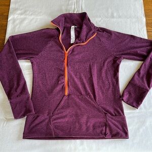 Oiselle Purple Sweatshirt with Orange Zipper